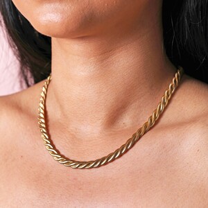 Gold Stainless Steel Chunky Triple Snake Chain Necklace