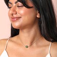 Green Semi-Precious Stone Ball Pendant Necklace in Silver Worn Short on Model