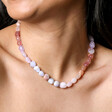 Chunky Semi-Precious Stone Beaded Necklace on model with dark hair