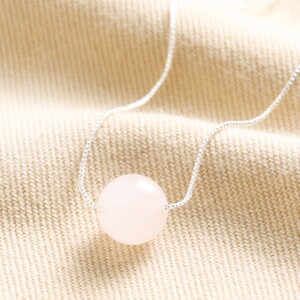 Pink Stone Ball Pendant Necklace in Silver
