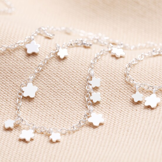 Dainty Flower Charm Necklace in Silver