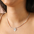 Close Up of Sunbeam Heart Pendant Beaded Necklace