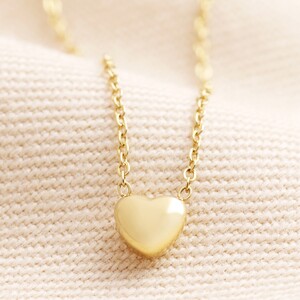 Gold Stainless Steel Tiny Round Heart Charm Necklace