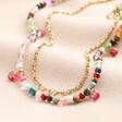 Stainless Steel Double Layer Beaded Necklace in Gold