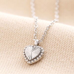 Stainless Steel Tiny Antiqued Heart Pendant Necklace