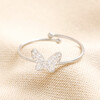 Adjustable Stainless Steel Butterfly Ring in Silver
