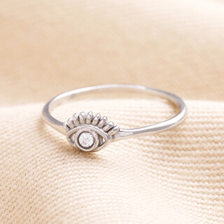 Stainless Steel Crystal Eye Ring