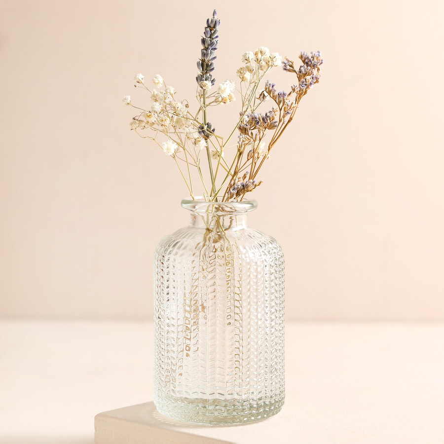 Clear Dimpled Glass Mini Bottle Vase | Homeware | Lisa Angel