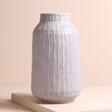 Medium Grey Ceramic Matte Textured Vase against beige backdrop