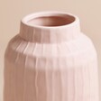 Close up of tapered top on Pastel Pink Ceramic Matte Textured Vase 