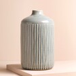 Large Ceramic Indented Flower Vase against beige coloured backdrop