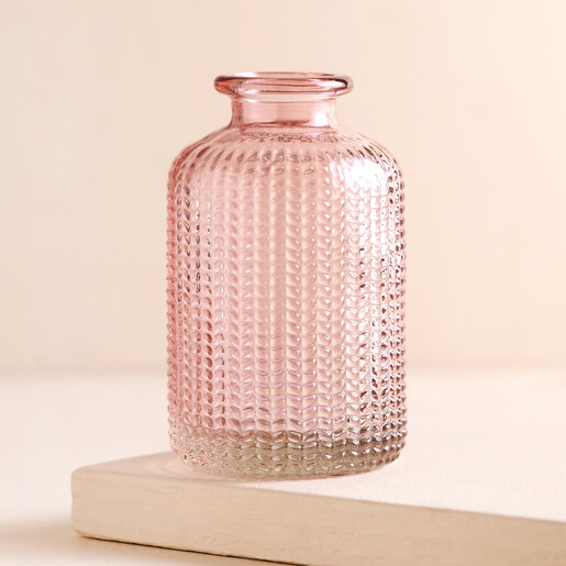 Empty Lavender Glass Dimpled Bottle Vase