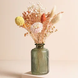 Green Dimpled Glass Mini Bottle Vase