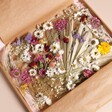 Assorted Dried Flower Offcuts in box open against beige backdrop