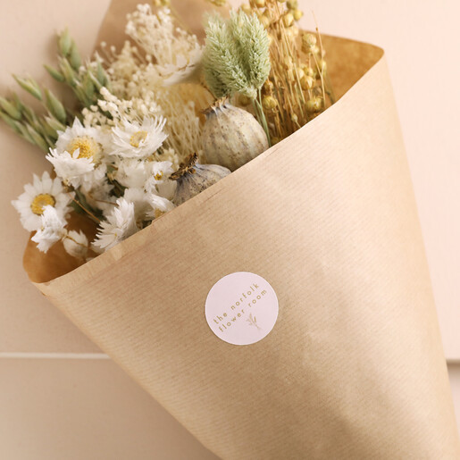 Close up of Natural Market Style Dried Flower Bouquet