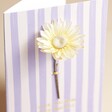 Close up of flower on Personalised Single Stem Purple Striped Greetings Card
