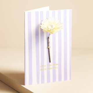 Personalised Single Stem Purple Striped Greetings Card
