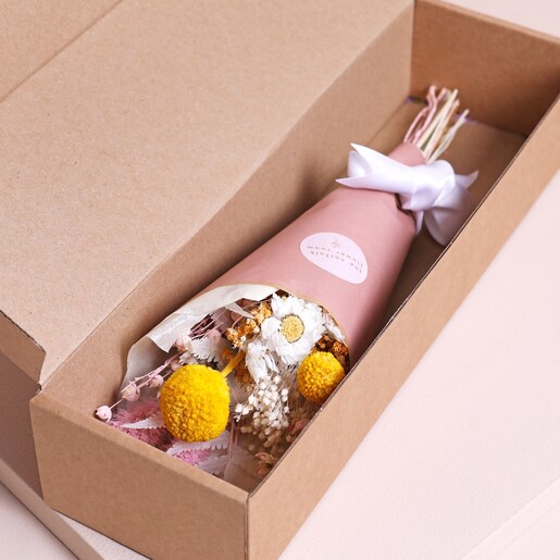 Summer Sunshine Dried Flower Posy in sending box