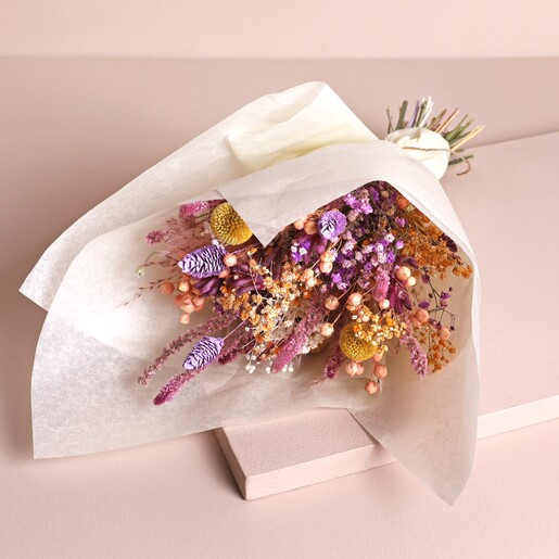 Betty Dried Flower Bridesmaid Wedding Posy on top of neutral backdrop