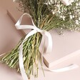 Close up of ribbon on Dorothy Dried Flower Bridal Wedding Bouquet