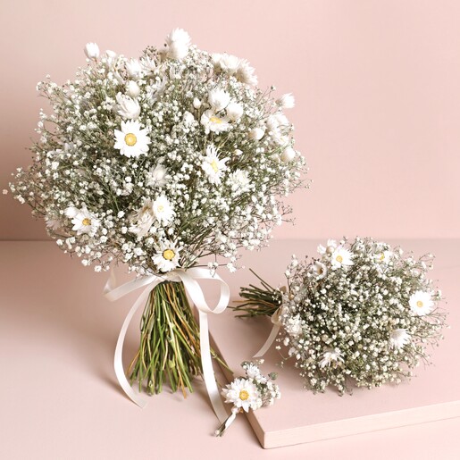 Dorothy Collection Dorothy Dried Flower Bridal Wedding Bouquet with bridesmaid posy and buttonhole