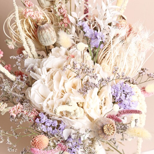 Close Up Close up of details on Margot Dried Flower Bridal Wedding Bouquet