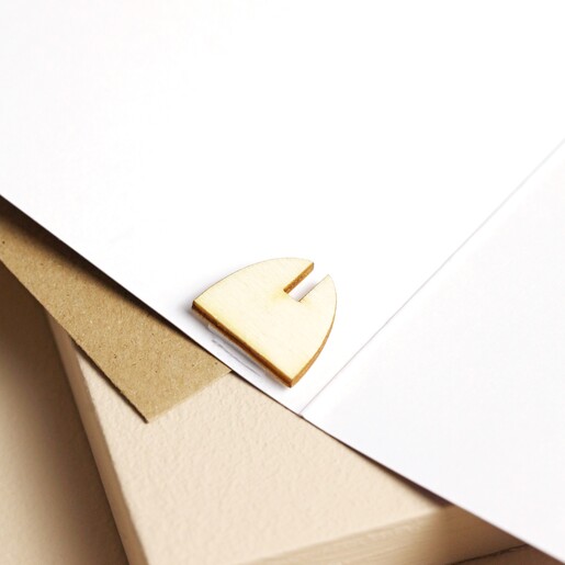 Inside of Wooden Bouquet Decoration Purple Striped Greetings Card showing stand