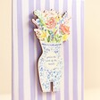 Close up of Wooden Bouquet Decoration Purple Striped Greetings Card 