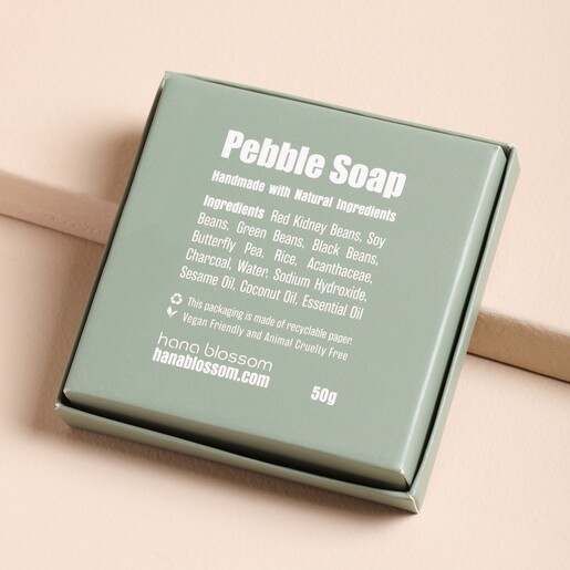 Back of Hana Blossom Mood Pebble Soaps' Box