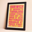 Wall Chart Norwich Print A4 Framed