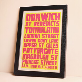Wall Chart Norwich A4 Print Framed