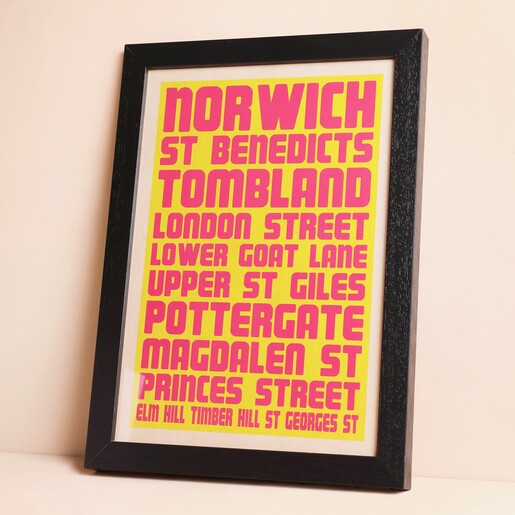 Wall Chart Norwich Print A4 Framed