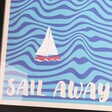 Close Up of Text on Wall Chart Sail Away Print A3 Framed