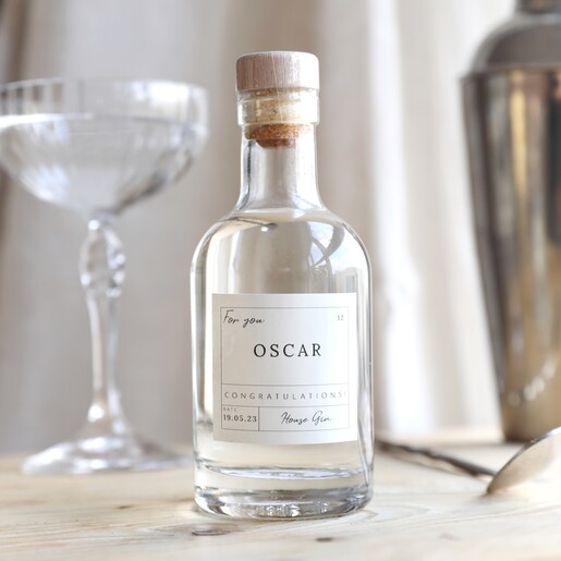 Personalised 200ml Name Gin in Lifestyle Shot With Glass