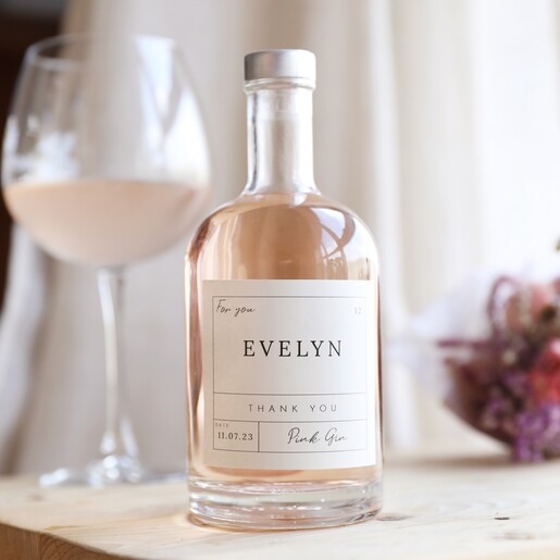 Personalised 500ml Name Gin in Lifestyle Shot with Glass