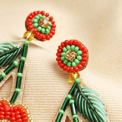 String of beads drop on sale earrings