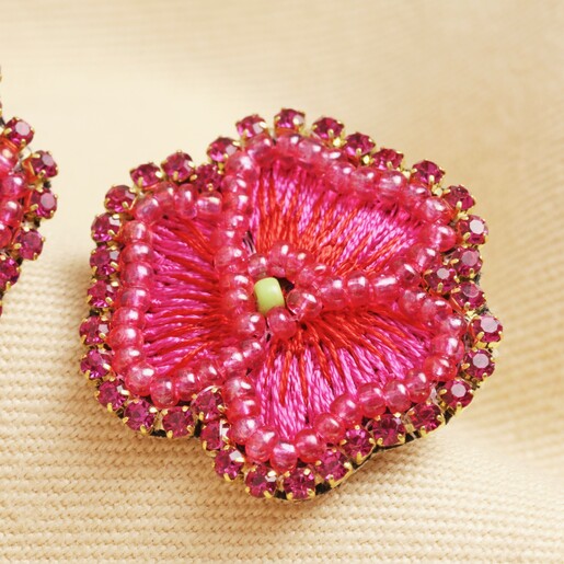 Pink Pansy Beaded Drop Earrings | My Doris | Lisa Angel