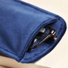 Navy Velvet Bee Glasses Case with glasses inside