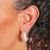 Chunky Twisted Rope Half Hoop Earrings in Silver Close up on Model