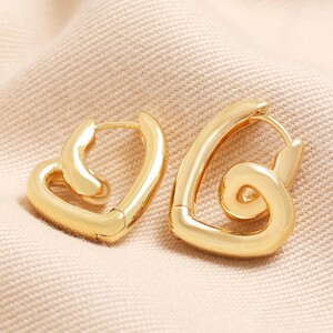 Large Scribble Heart Hoop Earrings in Gold