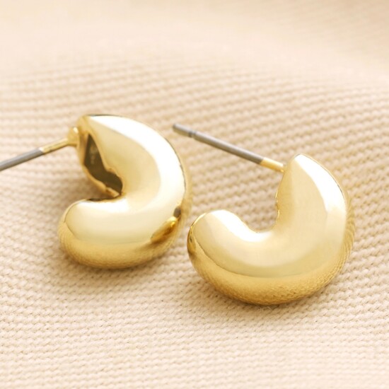 Small Smooth Earlobe Hoop In Shiny Gold