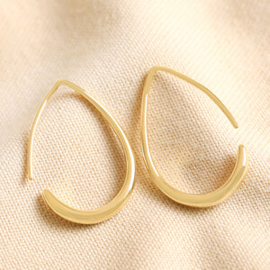 Small Teardrop Hoop Earrings in Gold