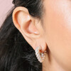 Twisted Rope Creole Heart Outline Hoop Earrings In Silver on ear