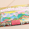 Close Up of Arthouse Unlimited Peace Rhubarb & Custard Pink & Yellow Chocolate Bar