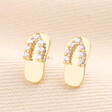 Cubic Zirconia Flip Flop Stud Earrings in Gold on 