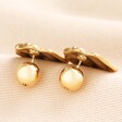 Driftwood Style Ridged Stud Earrings in Gold backs 