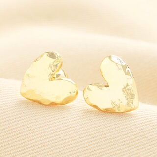 Molten Heart Stud Earrings in Gold