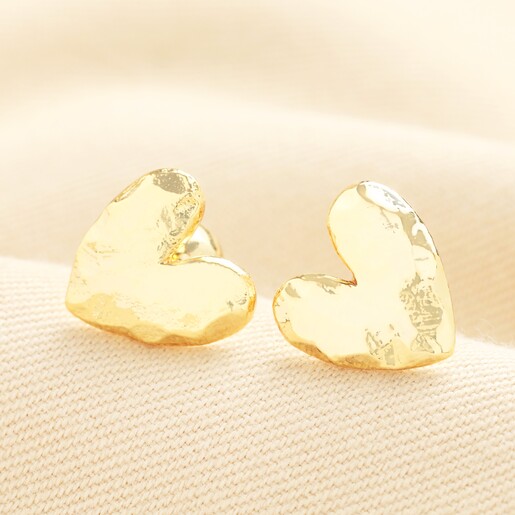 Molten Heart Stud Earrings in Gold