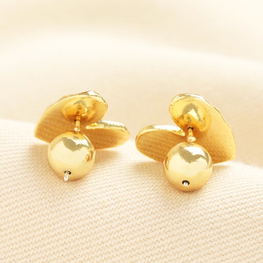 Molten Heart Stud Earrings in Gold