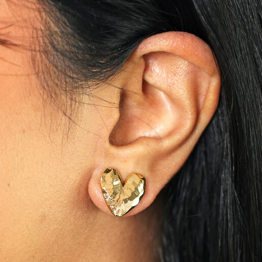 Molten Heart Stud Earrings in Gold